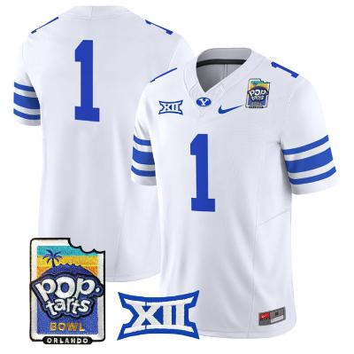 Team Jersey #1 BYU Cougars 2025 Pop-Tarts Patch Limited Stitched White