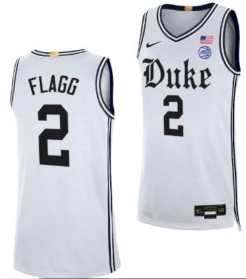 Men's Cooper Flagg Jersey 2 Duke Blue Devils Basketball White The Brotherhood