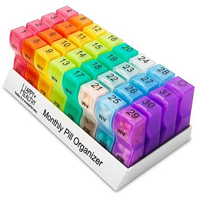 Monthly Pill Organizer - Am/Pm Daily Pill Organizer 32 Compartments for Each Day
