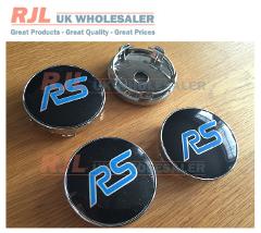 60mm Ford Focus RS logo Wheel Centre Caps x4 Blue