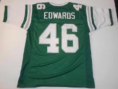 UNSIGNED CUSTOM Sewn Stitched Herm Edwards Green Jersey