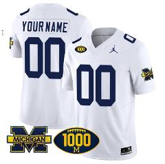 Custom Michigan Wolverines Jersey 1000 Wins Patch Vapor Colleg...