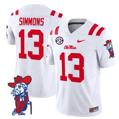 Austin Simmons Jersey #13 Ole Miss Rebels 2025 Limited V2 Stit...