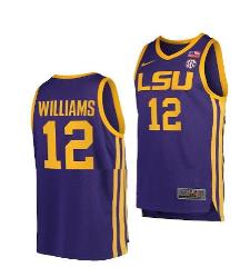 KJ Williams Jersey LSU Tigers College Basketball Purple #12