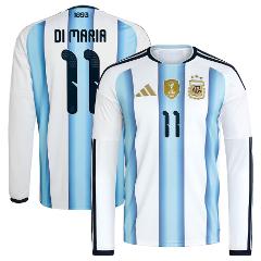 Argentina Angel Di Maria 2026 World Cup White Long Sleeve Jers...