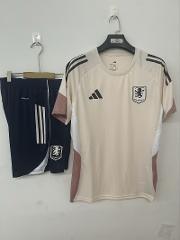 Men's 25/26 Aston Villa training suit pink short sleeve jersey...