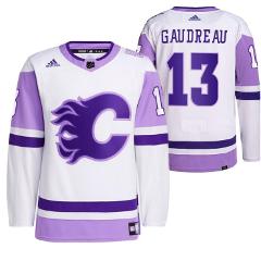 Men Johnny Gaudreau 2021 HockeyFightsCancer White 13 Primegree...