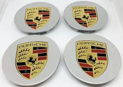 Silver Porsche 76mm Wheel Centre Caps X4 OE for 911 Boxster Ca...