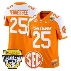 Tennessee Jersey #25 Tennessee Vols 2025 Music City Bowl Stitc...