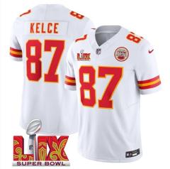 Chiefs #87 Travis Kelce White 2025 F.U.S.E. Super Bowl LIX Pat...