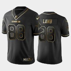 Men's Dallas Cowboys #88 CeeDee Lamb godlen edition jersey black