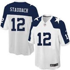 Men's Roger Staubach cowboys game jersey white blue