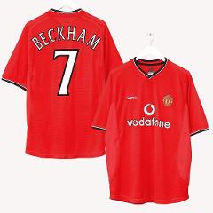 David Beckham 7 Manchester United 2000-2002 Umbro Home Retro J...