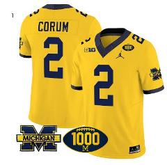 Blake Corum Jersey #2 Michigan Wolverines 1000 Wins Patch Coll...