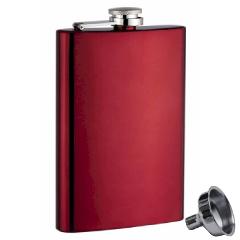 Neon Red Stainless Steel Hip Flask by Top Shelf Flasks, 8oz 