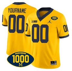 Custom Michigan Wolverines Jersey Name  Number 1000 Wins Patch...