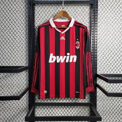 AC Milan 2009-2010 Home Retro Jersey  Men, Long Sleeve