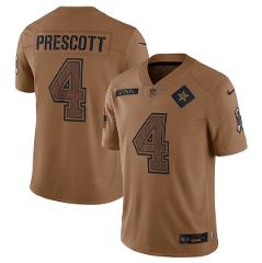 Men's Cowboys #4 Dak Prescott 2023 Brown Salute To Service Foo...