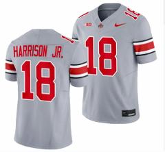 Men's Ohio State Buckeyes #18 Marvin Harrison JR. Gray 2023 F....