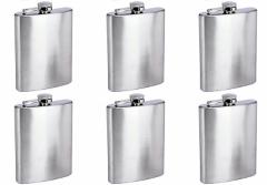 Top Shelf Flasks Stainless Steel Hip Flasks, 8 oz, Set of 6
