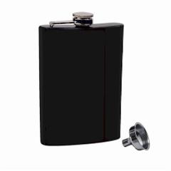 Premium Black Powder Coated Stainless Steel Hip Flask by Top S...