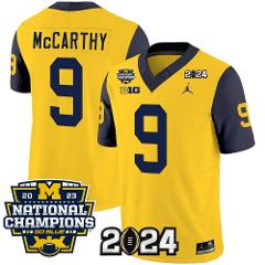 Men's JJ McCarthy Jersey #9 Michigan Wolverines 2024 National ...