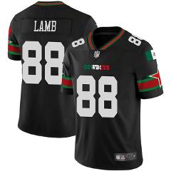 Men's Cowboys #88 CeeDee Lamb Black Mexico Vapor Stitched Foot...