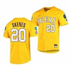 LSU Tigers #20 Paul Skenes Gold 2023 College World Series Stit...