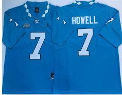 North Carolina Tar Heels #7 Sam Howell Light Blue Football Jersey
