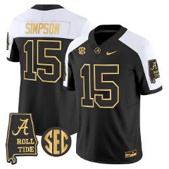Ty Simpson Jersey #15 Alabama Crimson Tide 2025 Gold Vapor Sti...