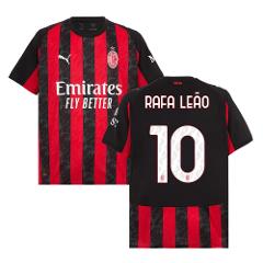 Rafael Leao 10 AC Milan 2025-26 Home Match Jersey  Black Red