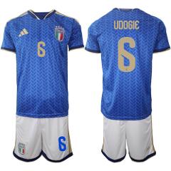 Italy #6 UDOGIE Jerseys National Team x World Cup 2026 Home Bl...
