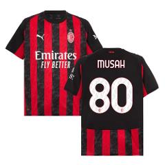 Yunus Musah 80 AC Milan 2025-26 Home Match Jersey  Black Red