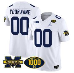 Custom Michigan Wolverines Jersey Name And Number 1000 Wins Pa...