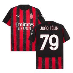 Joao Felix 79 AC Milan 2025-26 Home Match Jersey  Black Red
