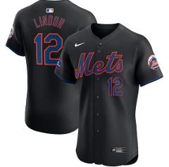 Francisco Lindor New York Mets Elite Sponsor Patch Jersey Black