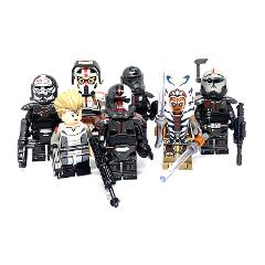 7pcs Star Wars Omega, Ahsoka, Hunter & Wrecker Minifigures