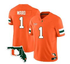 Cameron Ward Jersey #1 Miami Hurricanes Florida Map Football S...