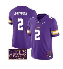 Lsu Tigers Justin Jefferson Jersey #2 College Football Stitche...