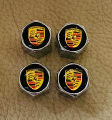 Porsche Logo Crest Alloy Wheel Dust Caps x4 Silver Chrome for ...