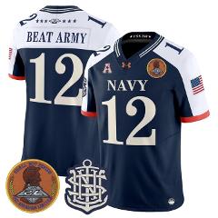 Beat Army Jersey #12 Navy Midshipmen 250th Anniversary Stitche...
