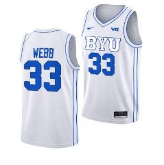 Nate Webb Jersey BYU Cougars College Basketball White #33