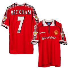 David Beckham 7 Manchester United 1998-1999 Umbro Home Retro J...