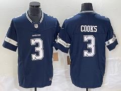 Men's Cowboys #3 Brandin Cooks Navy Blue 2023 FUSE Stitched Je...