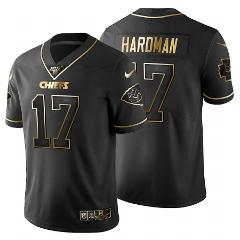 Men's Mecole Hardman KC Chiefs #17 jersey golden black