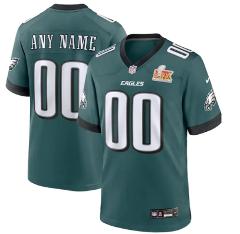 Philadelphia Eagles Super Bowl LIX Custom Game Jersey - Green