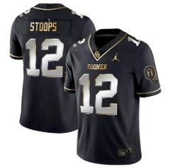 Men's Drake Stoops Jersey #12 Oklahoma Sooners Black Gold