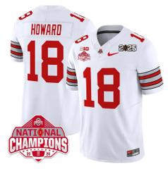 Men's Ohio State Buckeyes #18 Will Howard White 2025 CFP Final...