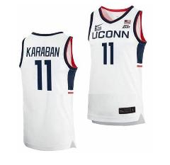 UConn Huskies #11 Alex Karaban Jersey College Basketball - White
