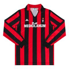AC Milan 1988-1990 Home Men Retro Jersey  Long Sleeve, Black Red